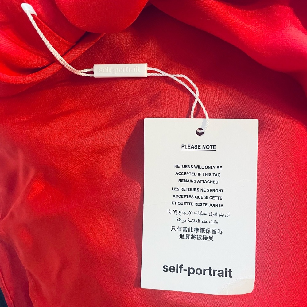 Self-Portrait Red Taffeta Diamante Midi Dress - Size UK 14/ US 10 - Picture 12 of 14